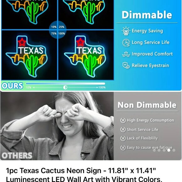 TEXAS CACTUS NEON LED SIGN - Picture 4 of 5